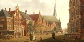 Gehele schilderij voor de roof gefotografeerd van de Nieuwstraat in Hoorn van Izaak Ouwater