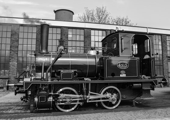 Locomotief NS 6515 in zwart-wit. Sneak Preview te Hoorn Foto Rein Korthof