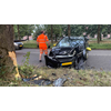 Automobiliste rijdt op de IJsselweg tegen een boom